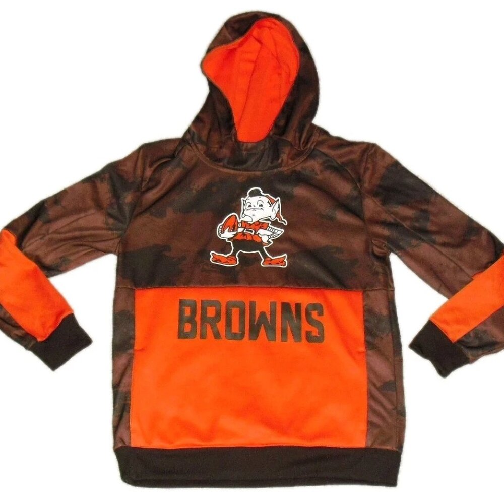 Cleveland Browns Kids Youth Hoodie Sweatshirt Elfie Logo Sz. Large 14-16 Nfl